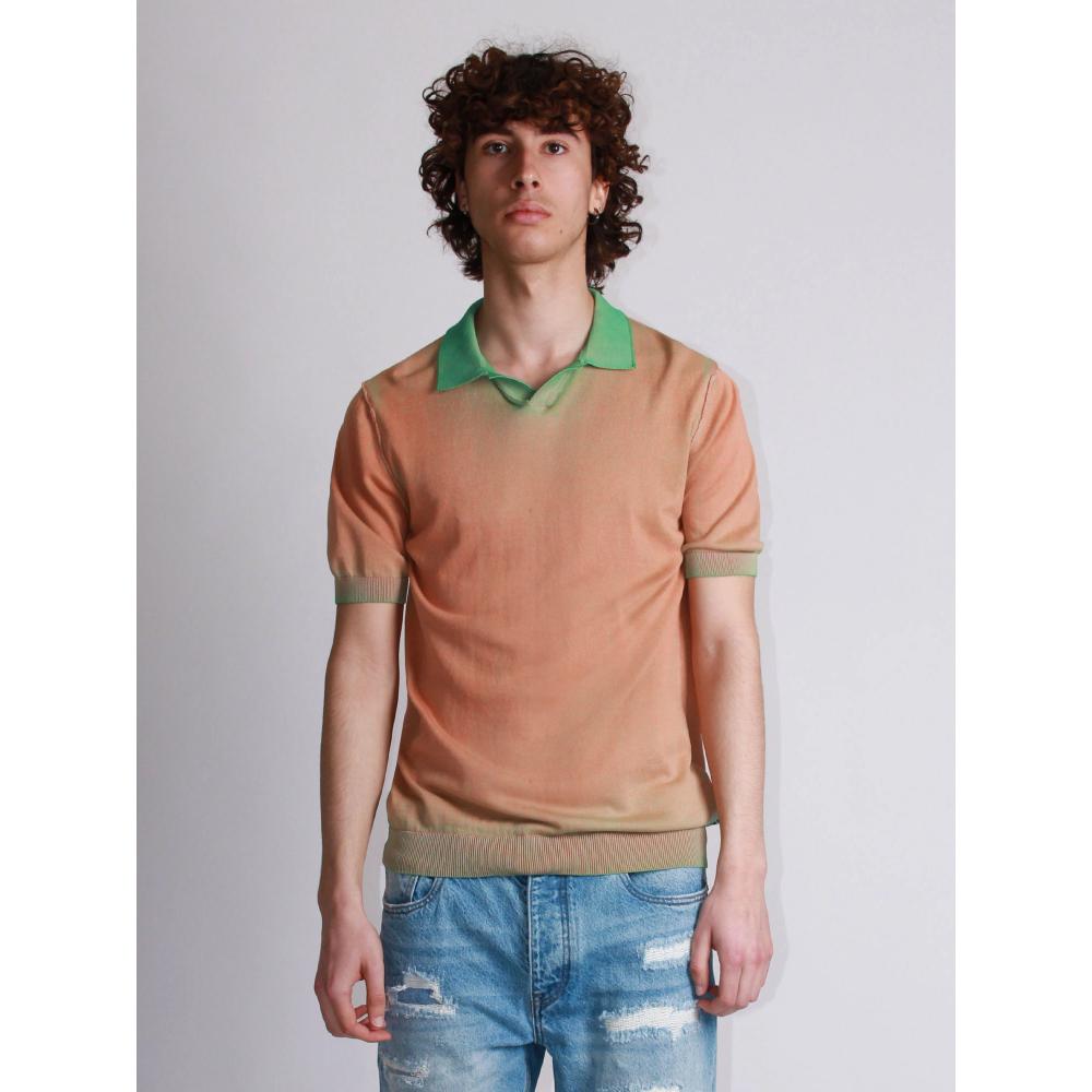 Berna Polo Aperta Sfumata Uomo Arancio-Verde