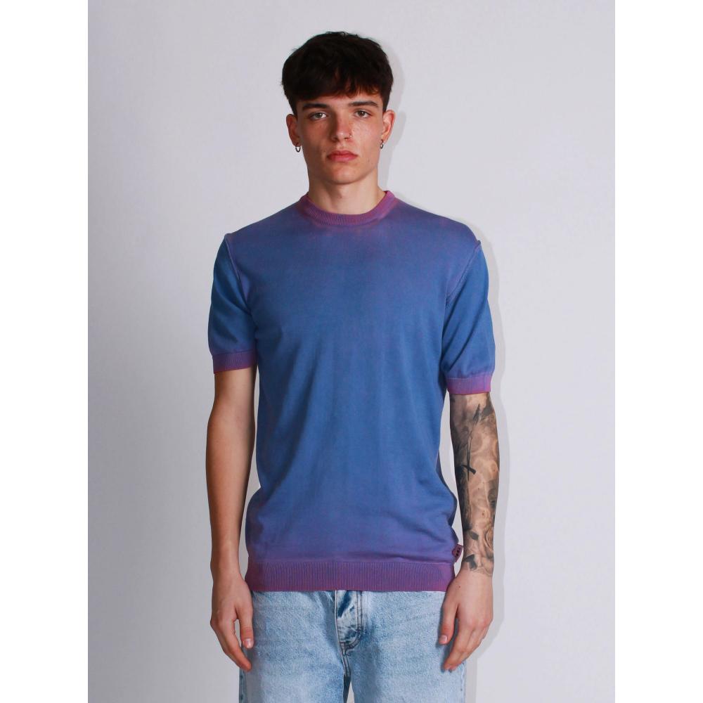 Shirt Maglia Berna Uomo Berna T-shirt In Maglia Sfumata Uomo Viola