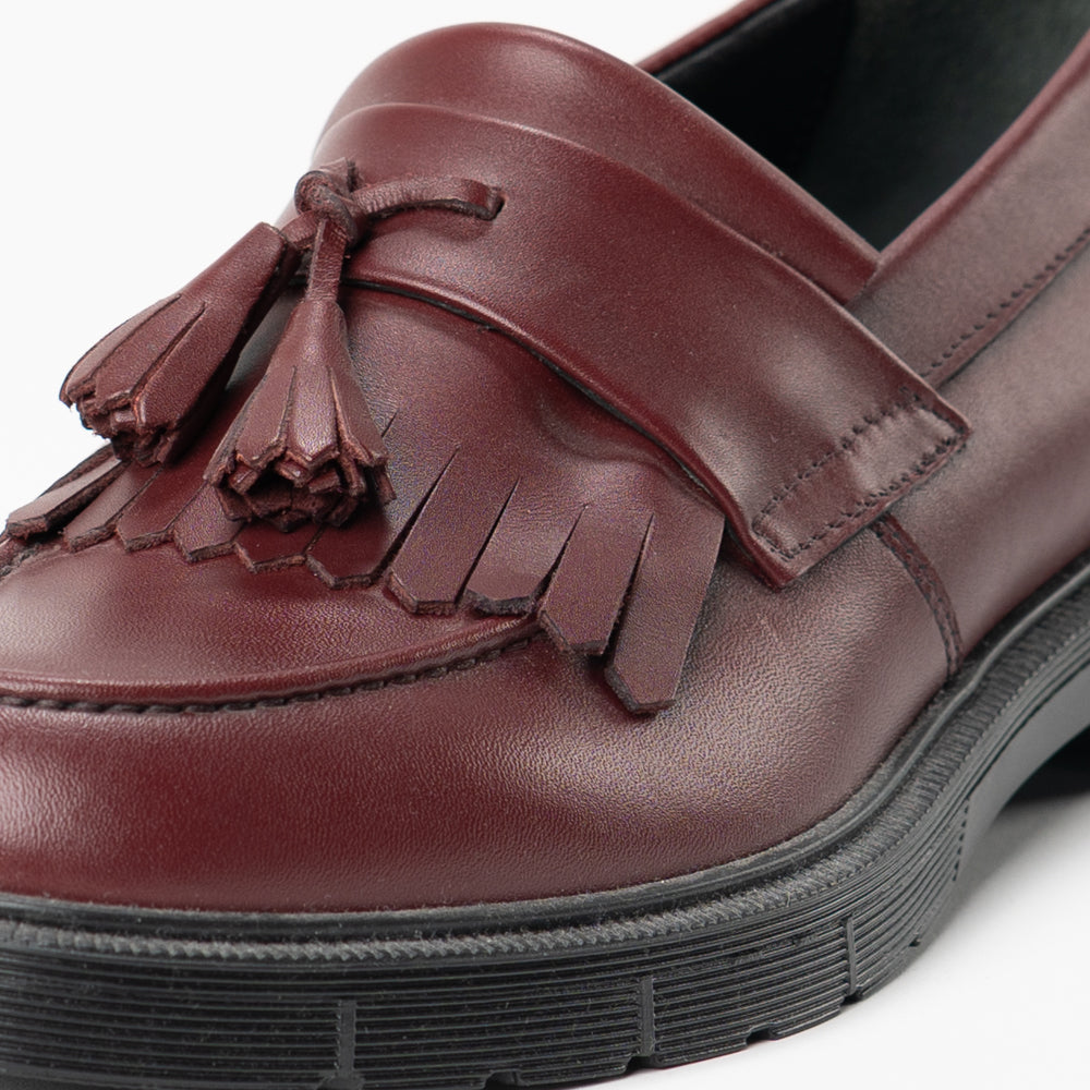 Mocassini E.C. In Pelle Bordeaux