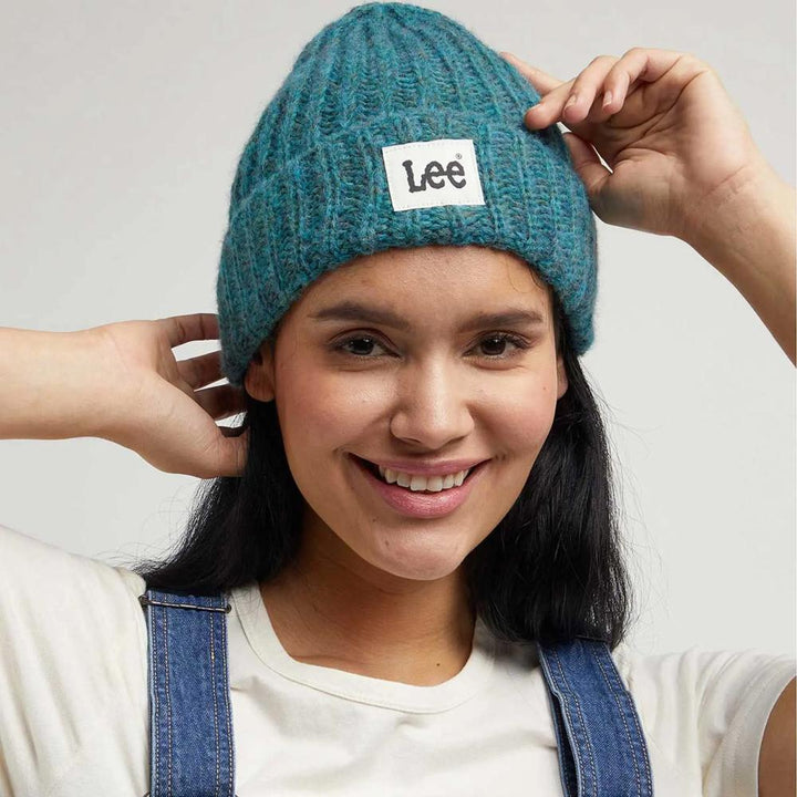 Lee Berretto Beanie Logo Turchese