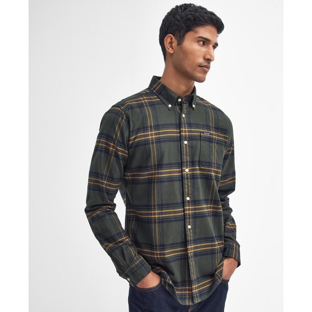 Barbour Camicia Portdown taglio sartoriale Olive