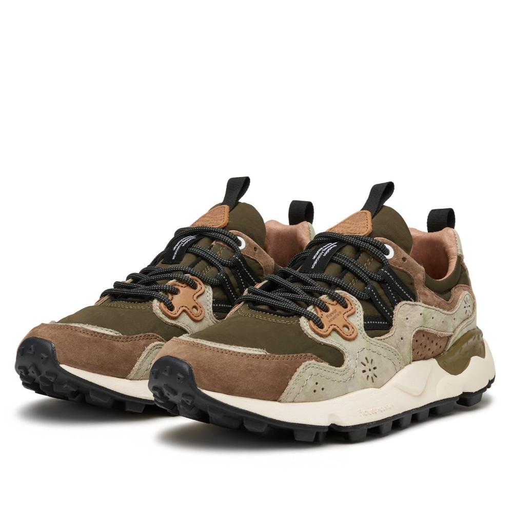 Flower Mountain Sneakers Yamano 3 In Suede e Tessuto Tecnico - Nero-Militare