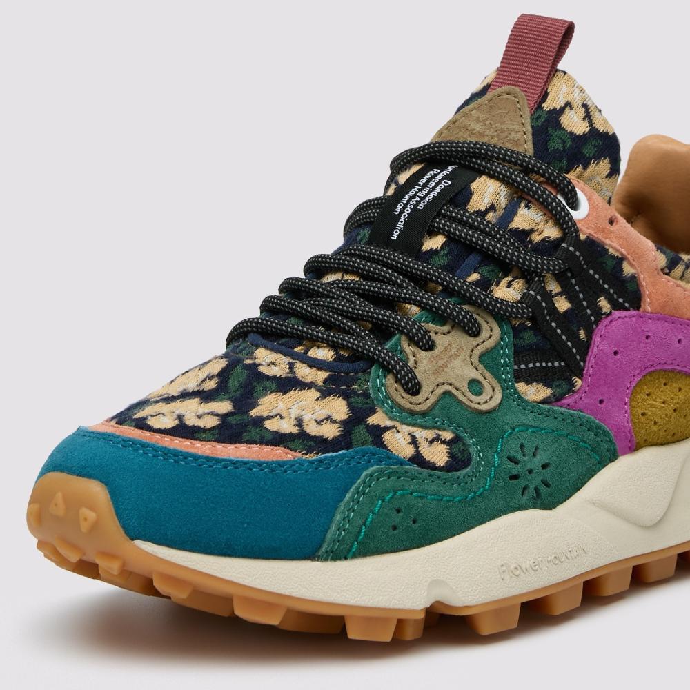 Sneakers Flower Mountain Yamano 3 in suede e tessuto - Verde-Navy