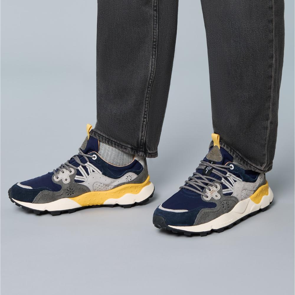 Sneakers Flower Mountain Yamano 3 in suede e tessuto tecnico - Blu-Giallo