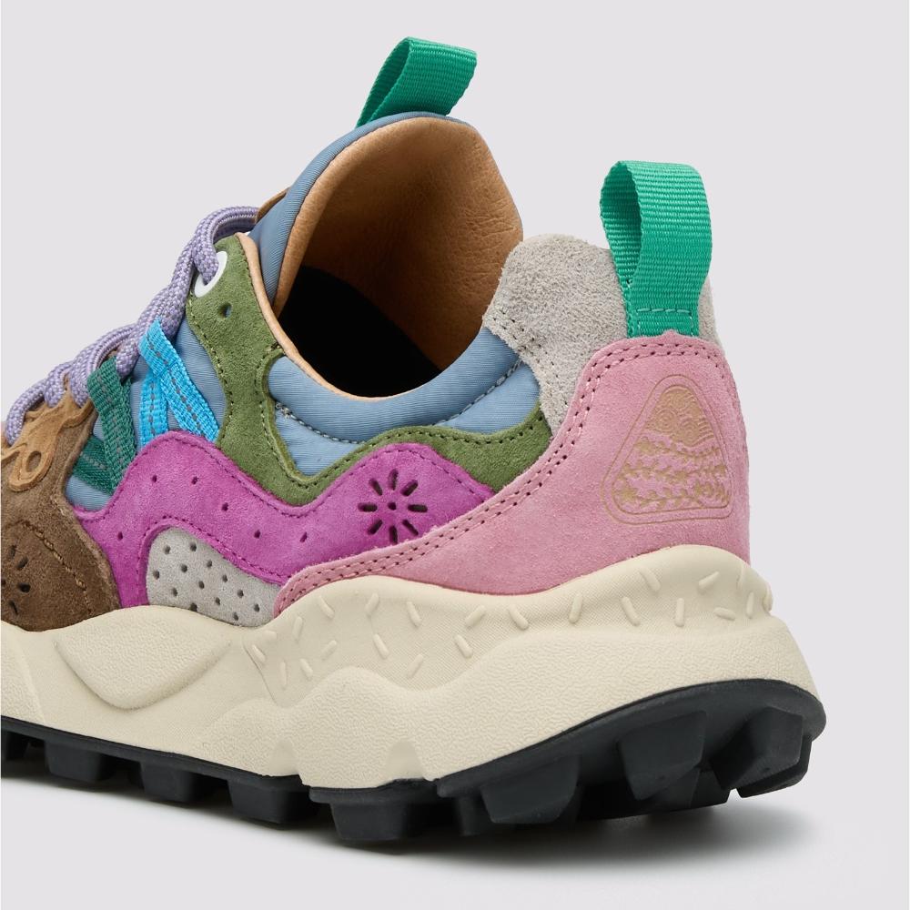 Sneakers Flower Mountain Yamano 3 in suede e tessuto tecnico - Rosa-Celeste