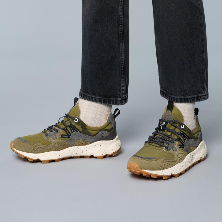 Sneakers Flower Mountain Yamano 3 in suede e tessuto tecnico - Militare