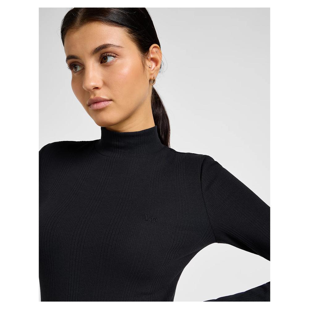 Lee Maglia Long Sleeve Cropped Rib Nero