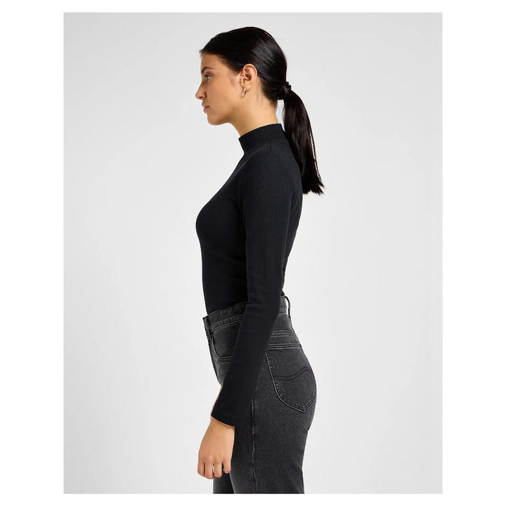 Lee Maglia Long Sleeve Cropped Rib Nero