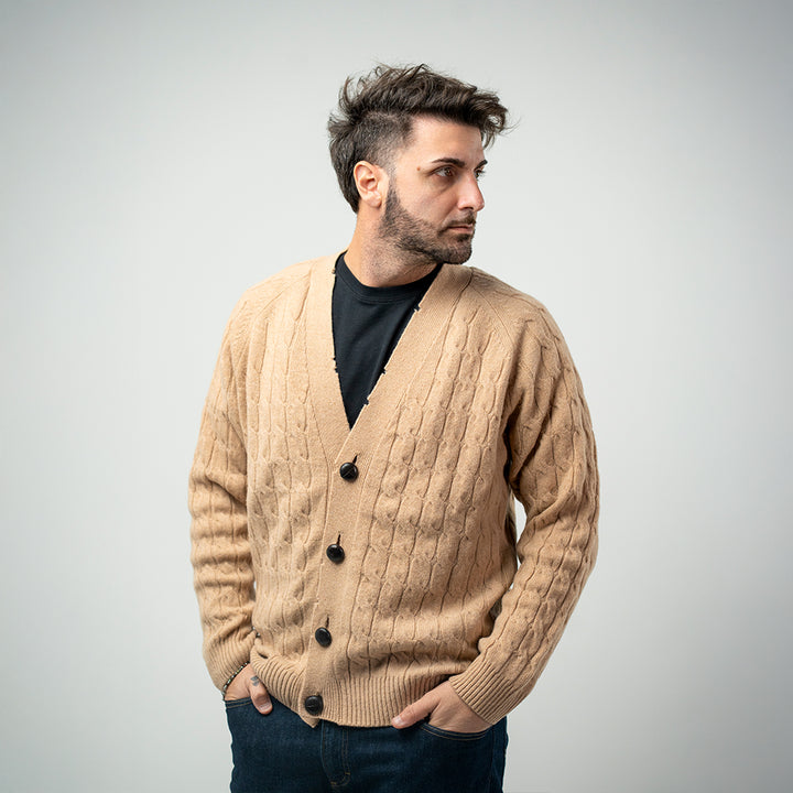 Amaranto Cardigan Treccia Beige