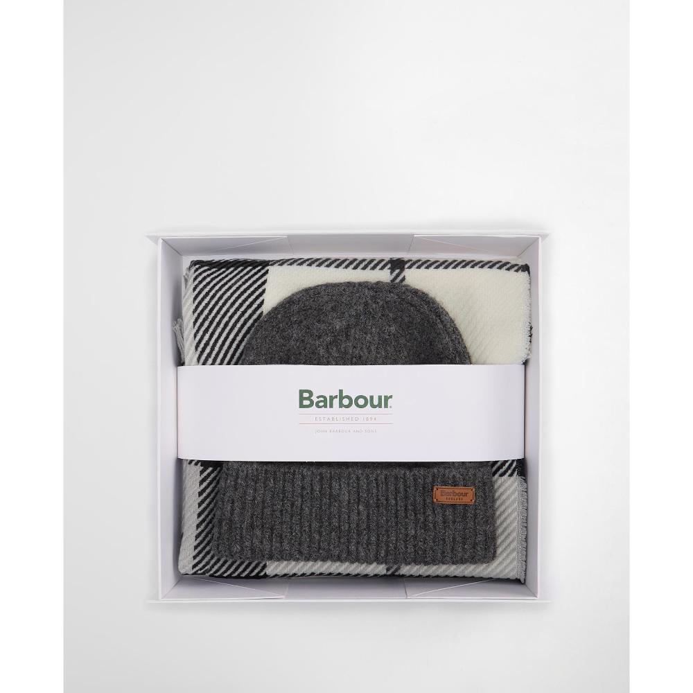 Barbour Set Regalo Berretto Pendle e Sciarpa Blair Monochrome