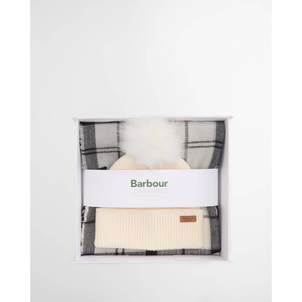 Barbour Set Regalo Berretto Dover & Sciarpa Hailes Monochrome Tartan