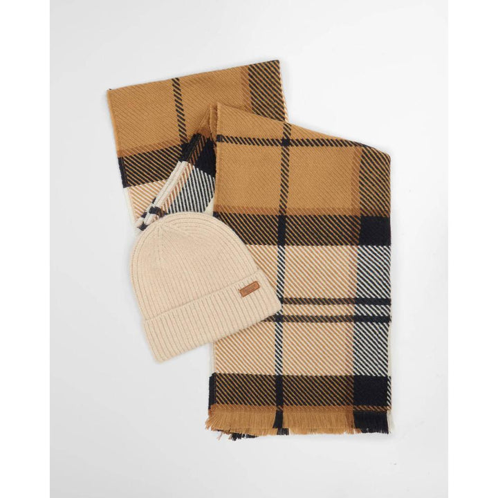 Barbour Set Regalo Berretto Pendle e Sciarpa Blair Hessian Navy