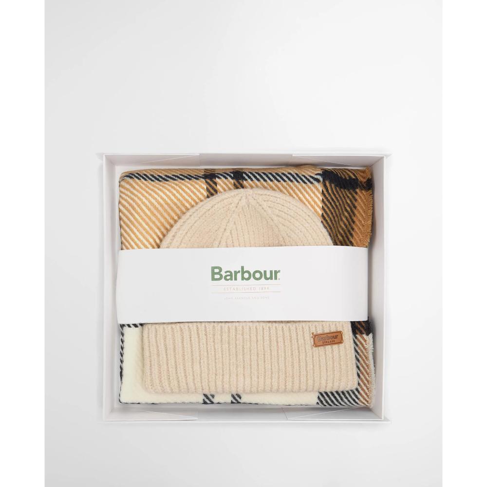 Barbour Set Regalo Berretto Pendle e Sciarpa Blair Hessian Navy