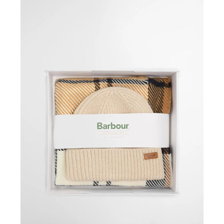 Barbour Set Regalo Berretto Pendle e Sciarpa Blair Hessian Navy