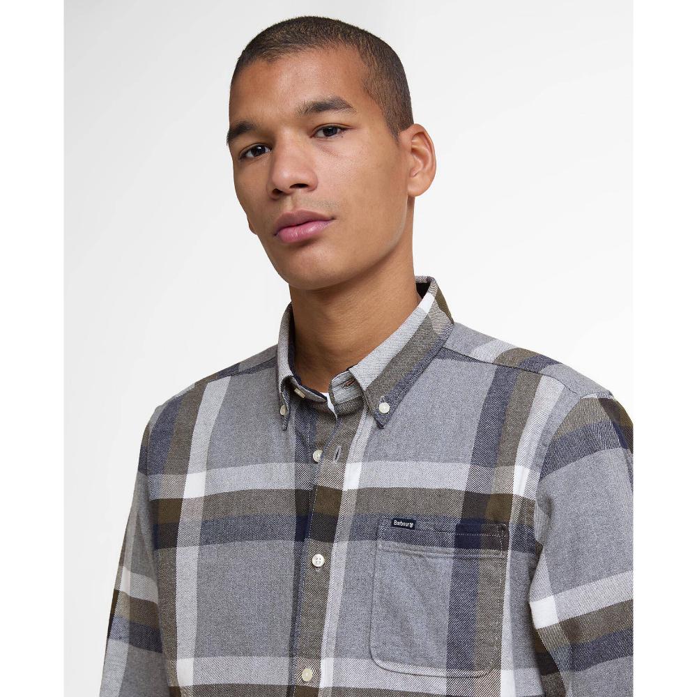 Barbour Camicia Leggermente Aderente Folley Light Grey Marl Uomo