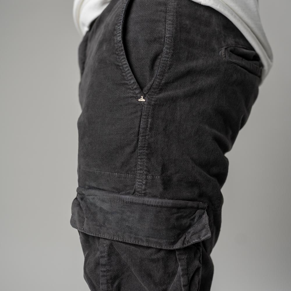 Berna Pantalone Cargo In Velluto Asfalto Uomo