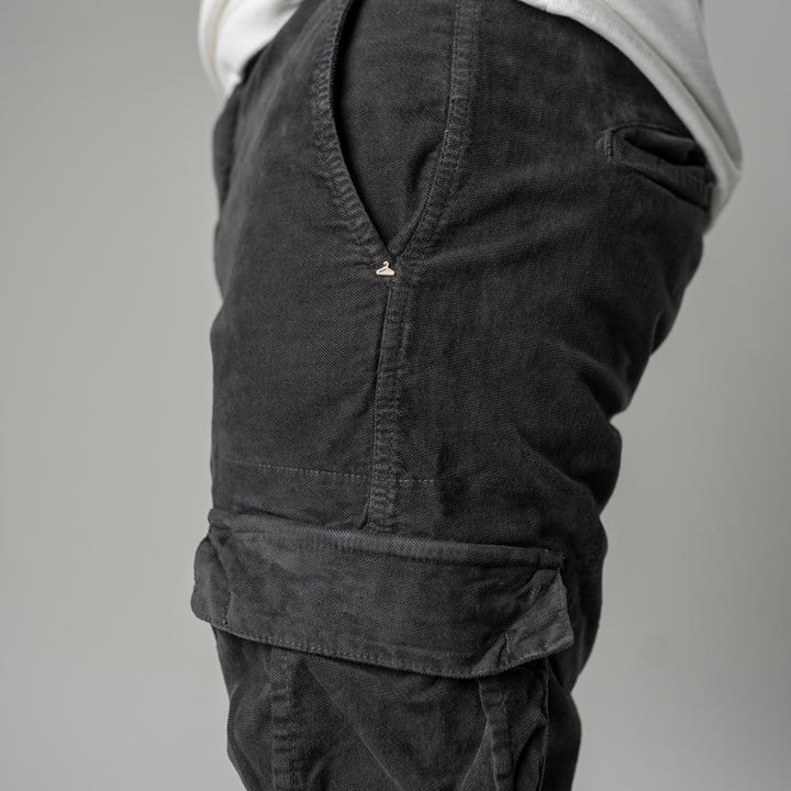 Berna Pantalone Cargo In Velluto Asfalto Uomo