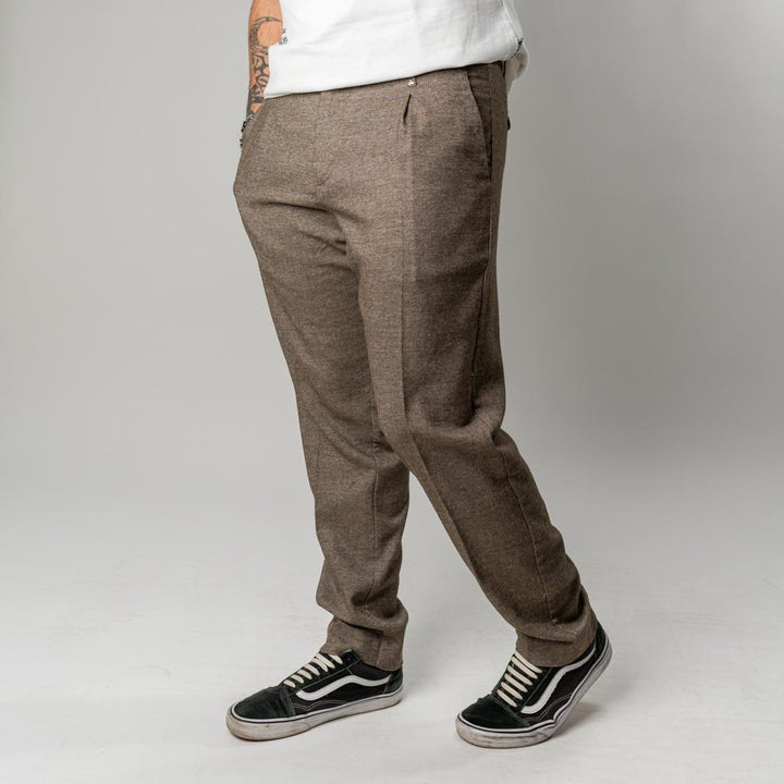 Berna Pantalone Classico Con Pinces Fango Uomo