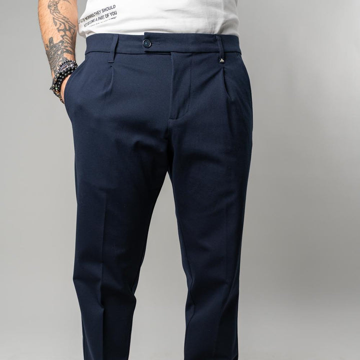 Berna Pantalone Risvolto Blu Uomo