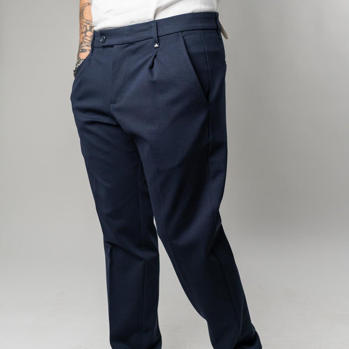 Berna Pantalone Risvolto Blu Uomo