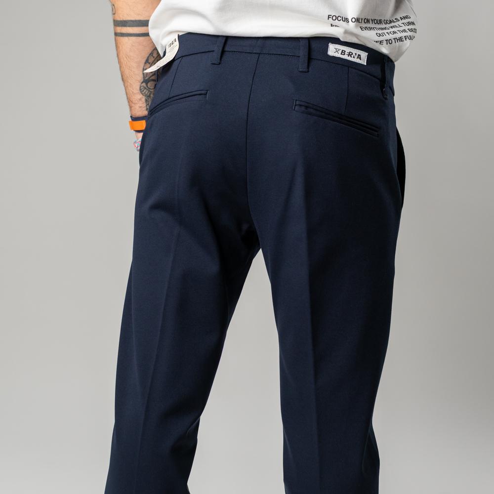 Berna Pantalone Risvolto Blu Uomo