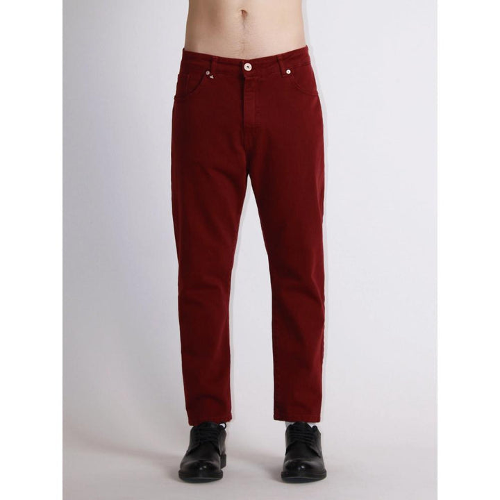 Berna Denim Colorato Orlo Used Cropped Fit Bordeaux Uomo