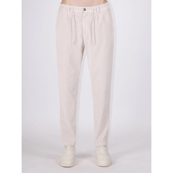 Berna Pantalaccio in Velluto a Coste Panna Uomo