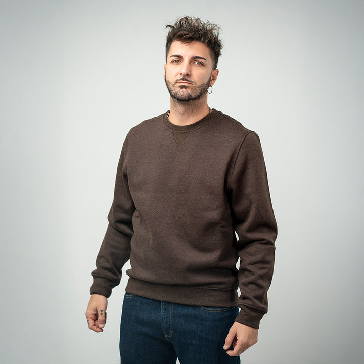 Bl'ker Felpa Girocollo Brown Uomo