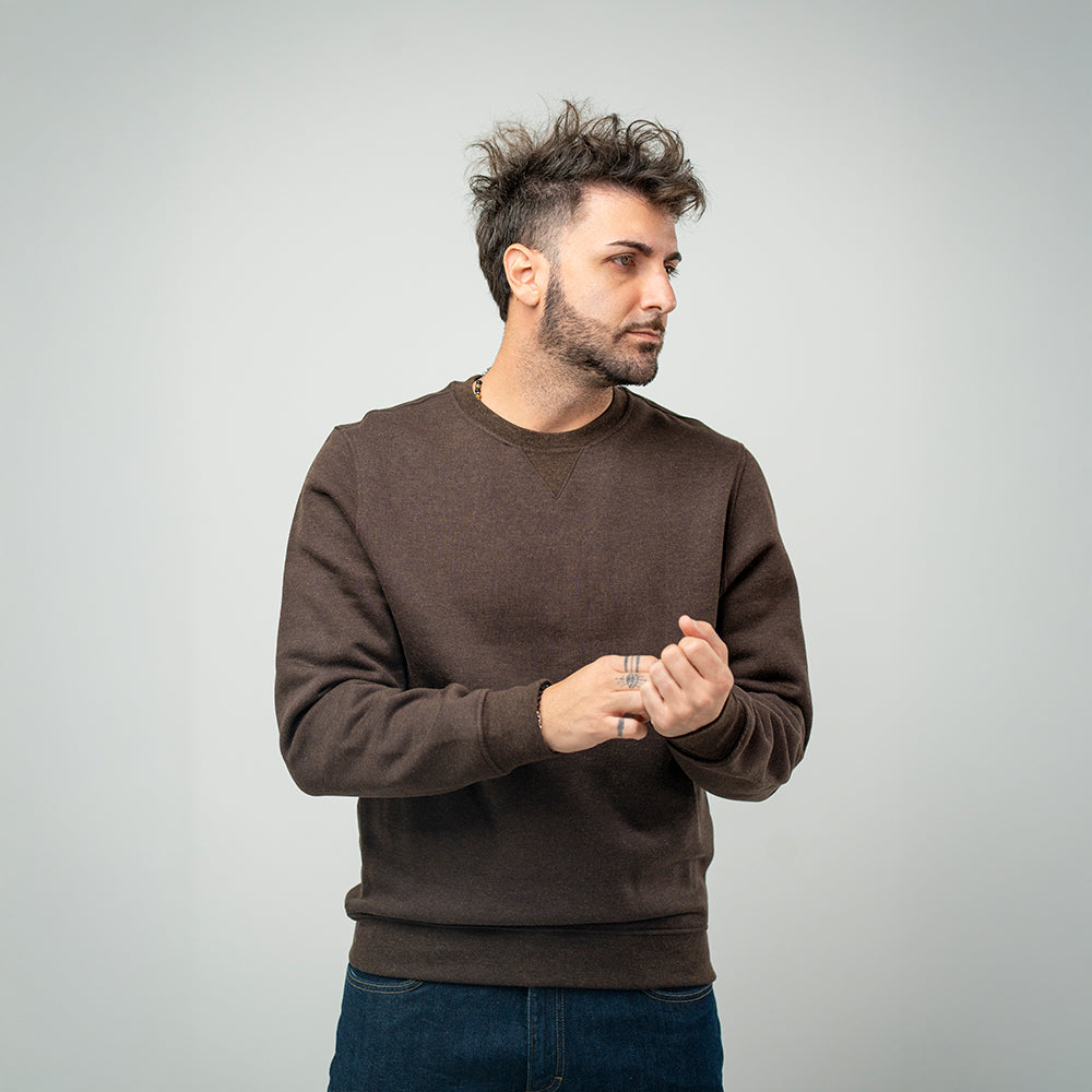 Bl'ker Felpa Girocollo Brown Uomo