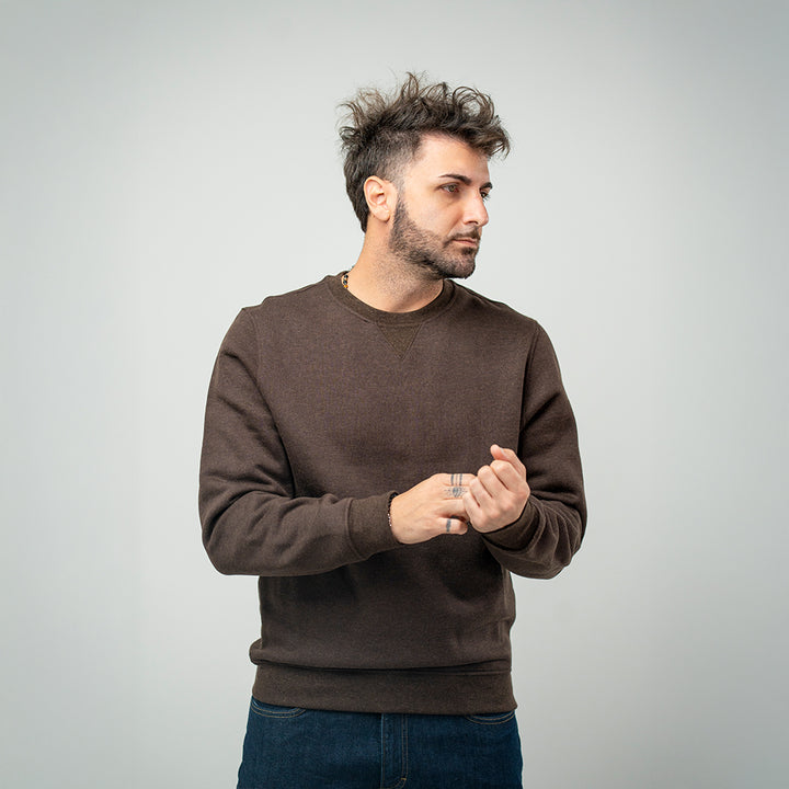 Bl'ker Felpa Girocollo Brown Uomo