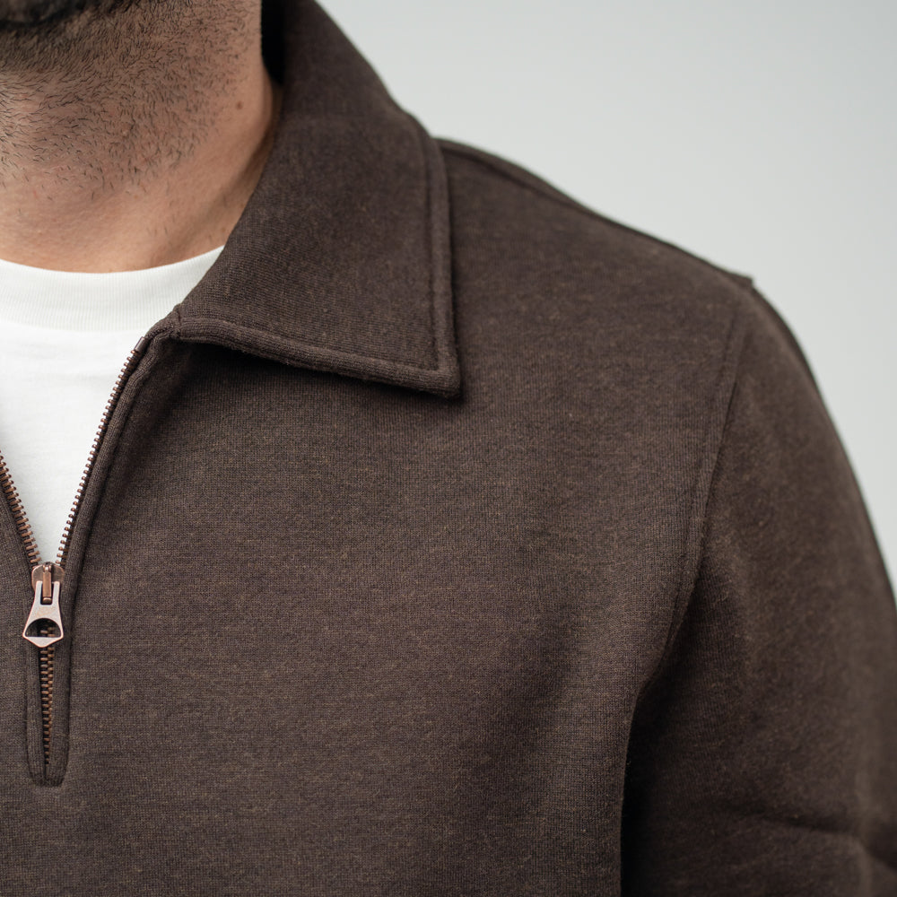 Bl'ker Felpa Mezza Zip Brown Uomo