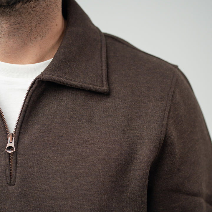 Bl'ker Felpa Mezza Zip Brown Uomo