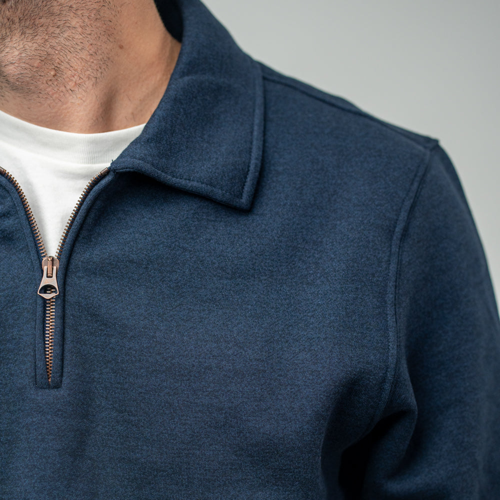 Bl'ker Felpa Mezza Zip Navy Uomo