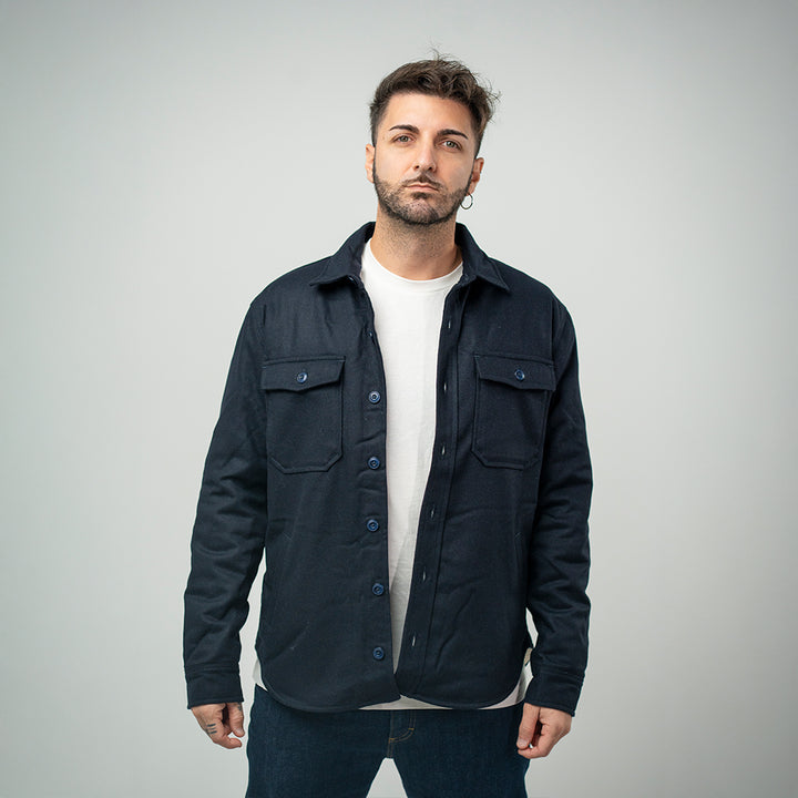 Bl'ker Denali Wool Overshirt Navy Uomo