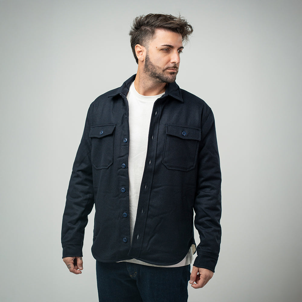 Bl'ker Denali Wool Overshirt Navy Uomo