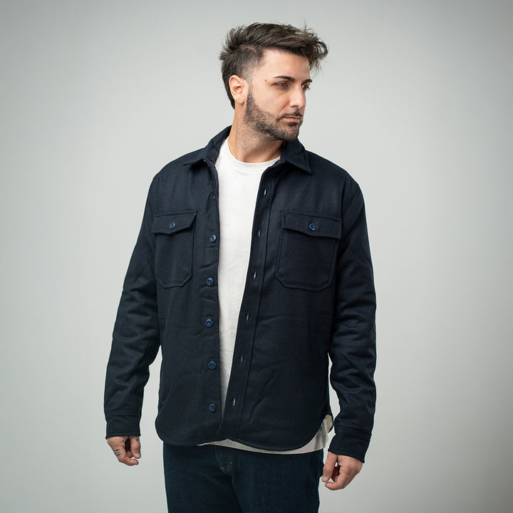 Bl'ker Denali Wool Overshirt Navy Uomo