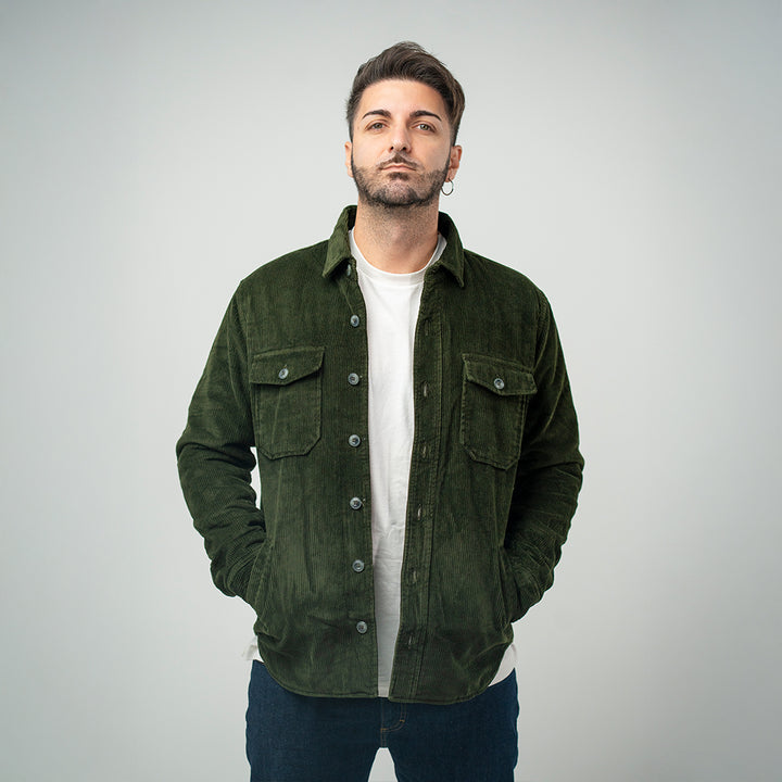 Bl'ker Hunter Velvet Overshirt Green Uomo