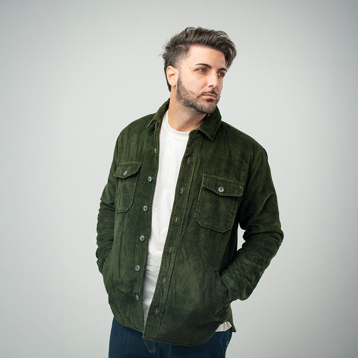 Bl'ker Hunter Velvet Overshirt Green Uomo