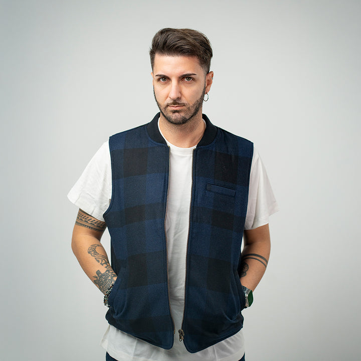 Bl'ker Ceck Reversibile Navy Uomo