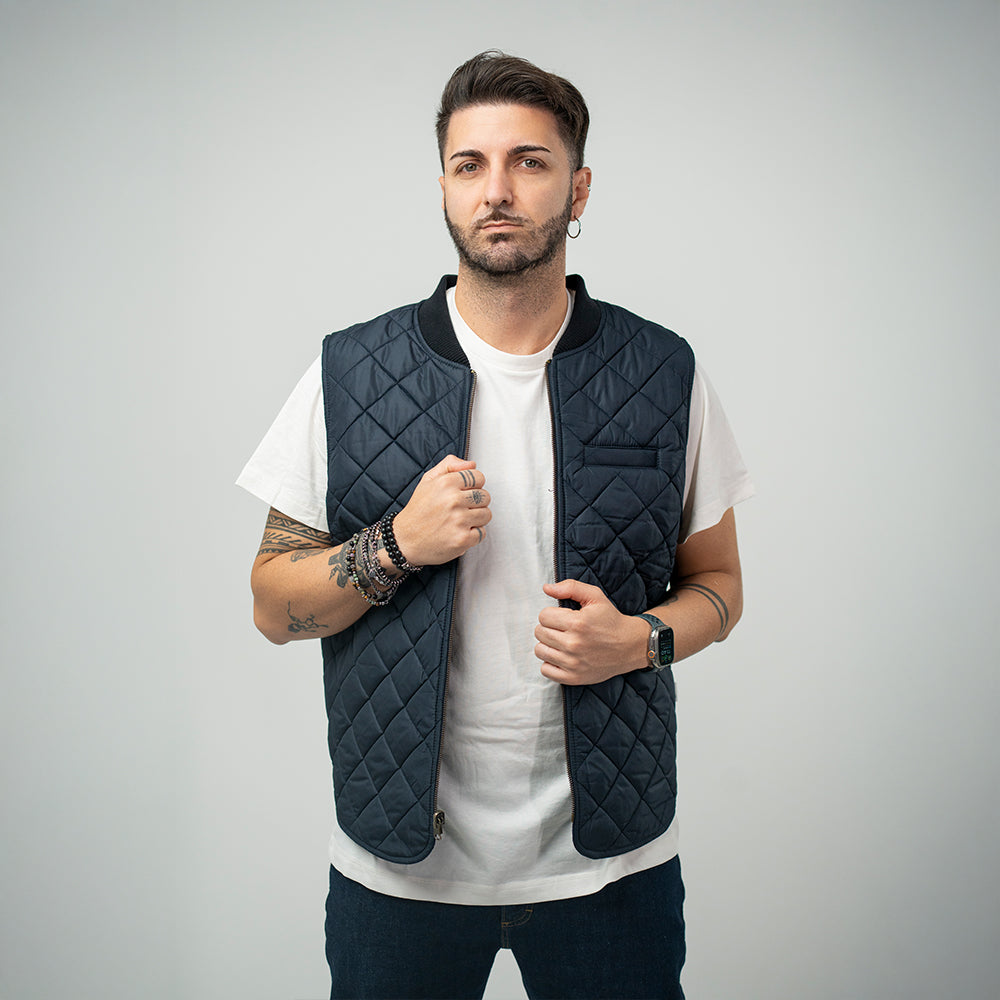 Bl'ker Ceck Reversibile Navy Uomo