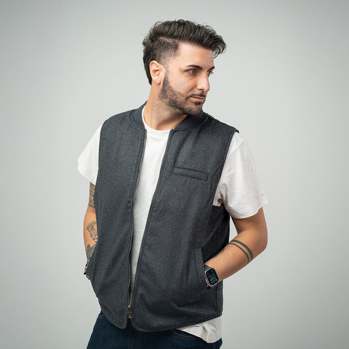 Bl'ker Gilet Wool Reversibile Grey Uomo