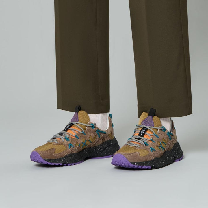 Flower Mountain Yamabushi Uni Sneakers in Suede e Tessuto Tecnico Marrone-Grigio