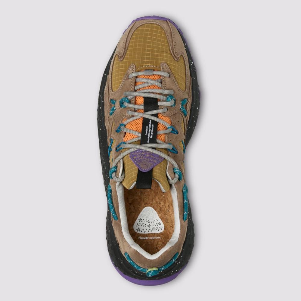 Flower Mountain Yamabushi Uni Sneakers in Suede e Tessuto Tecnico Marrone-Grigio