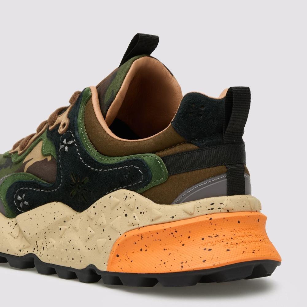 Flower Mountain Rulis Man Sneakers in Suede e Tessuto Marrone-Verde