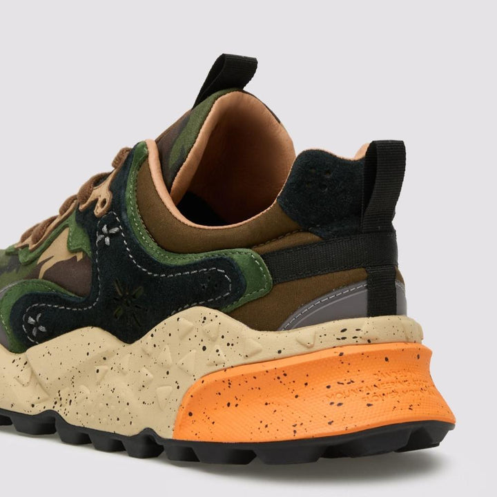 Flower Mountain Rulis Man Sneakers in Suede e Tessuto Marrone-Verde