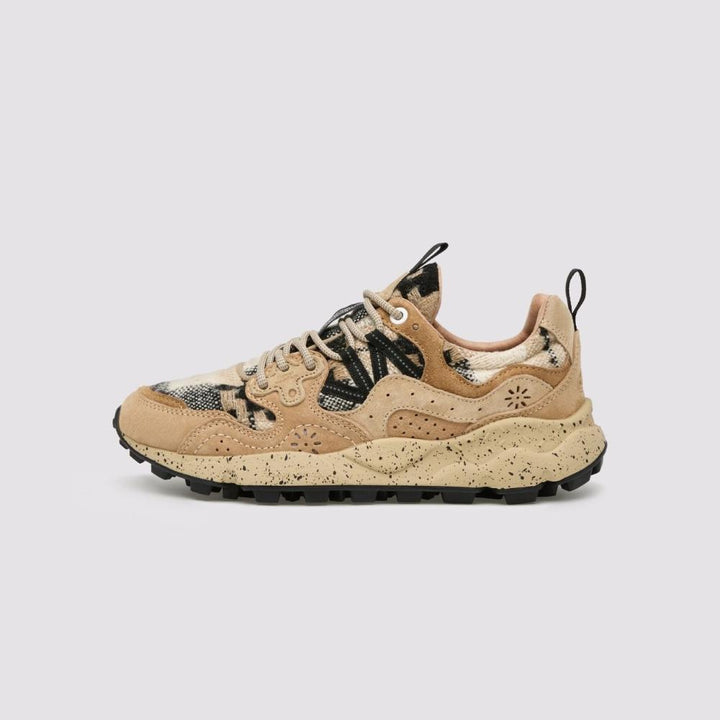 Flower Mountain Yamano 3 Woman Sneakers in Suede e Tessuto Marrone Chiaro