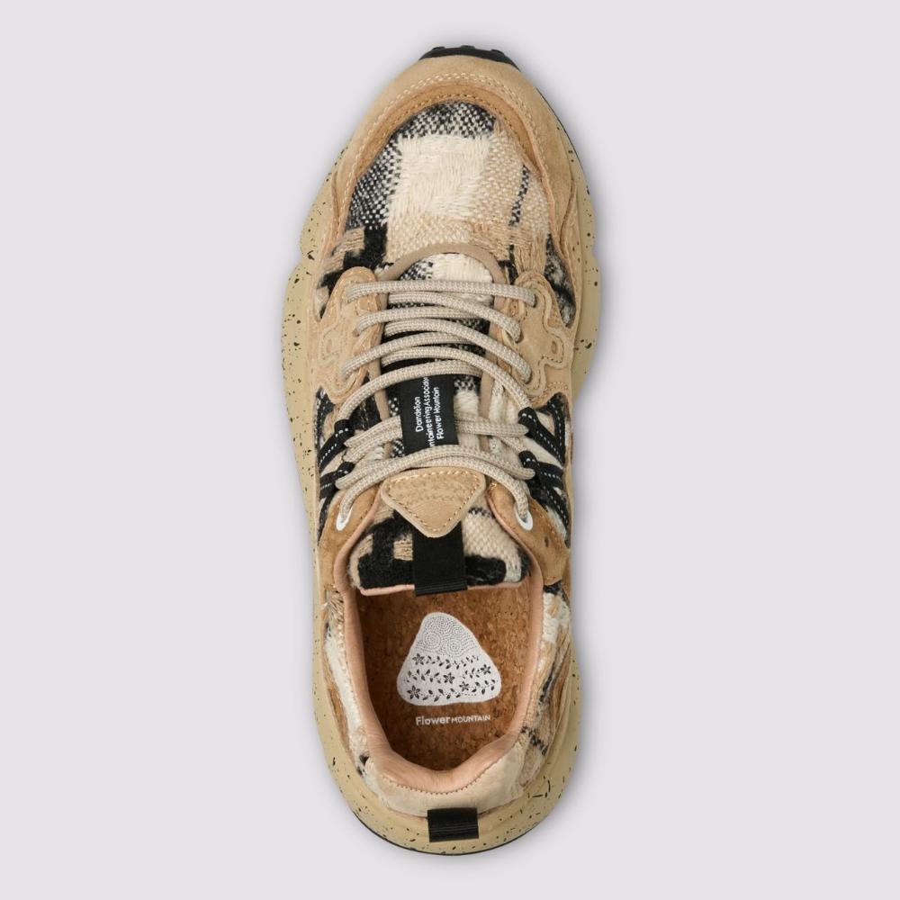 Flower Mountain Yamano 3 Woman Sneakers in Suede e Tessuto Marrone Chiaro