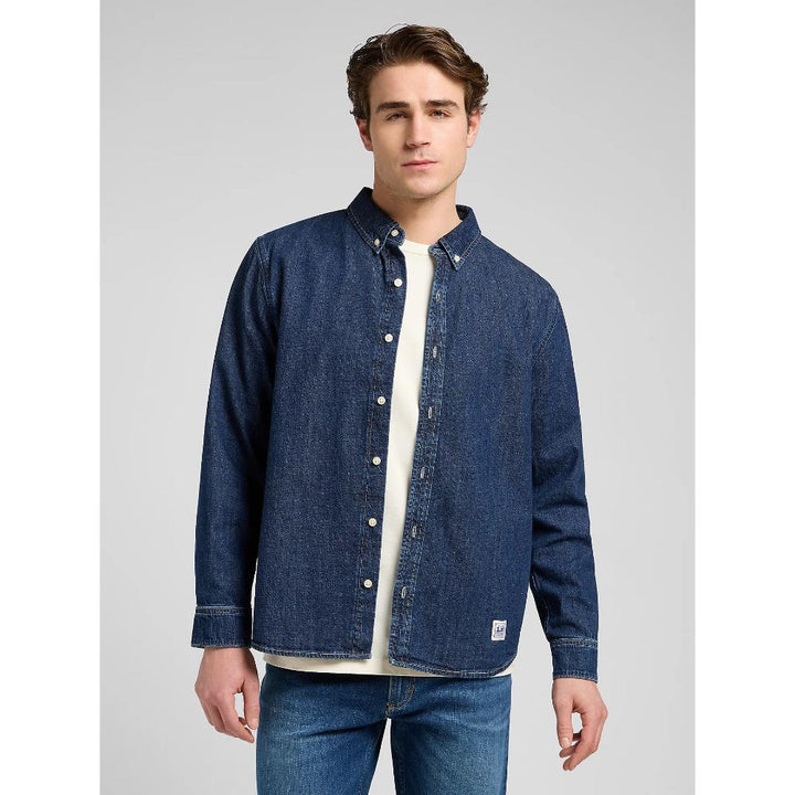 Lee Workwear Relaxed No Pocket Button Down Shirt Blue Ridge Uomo
