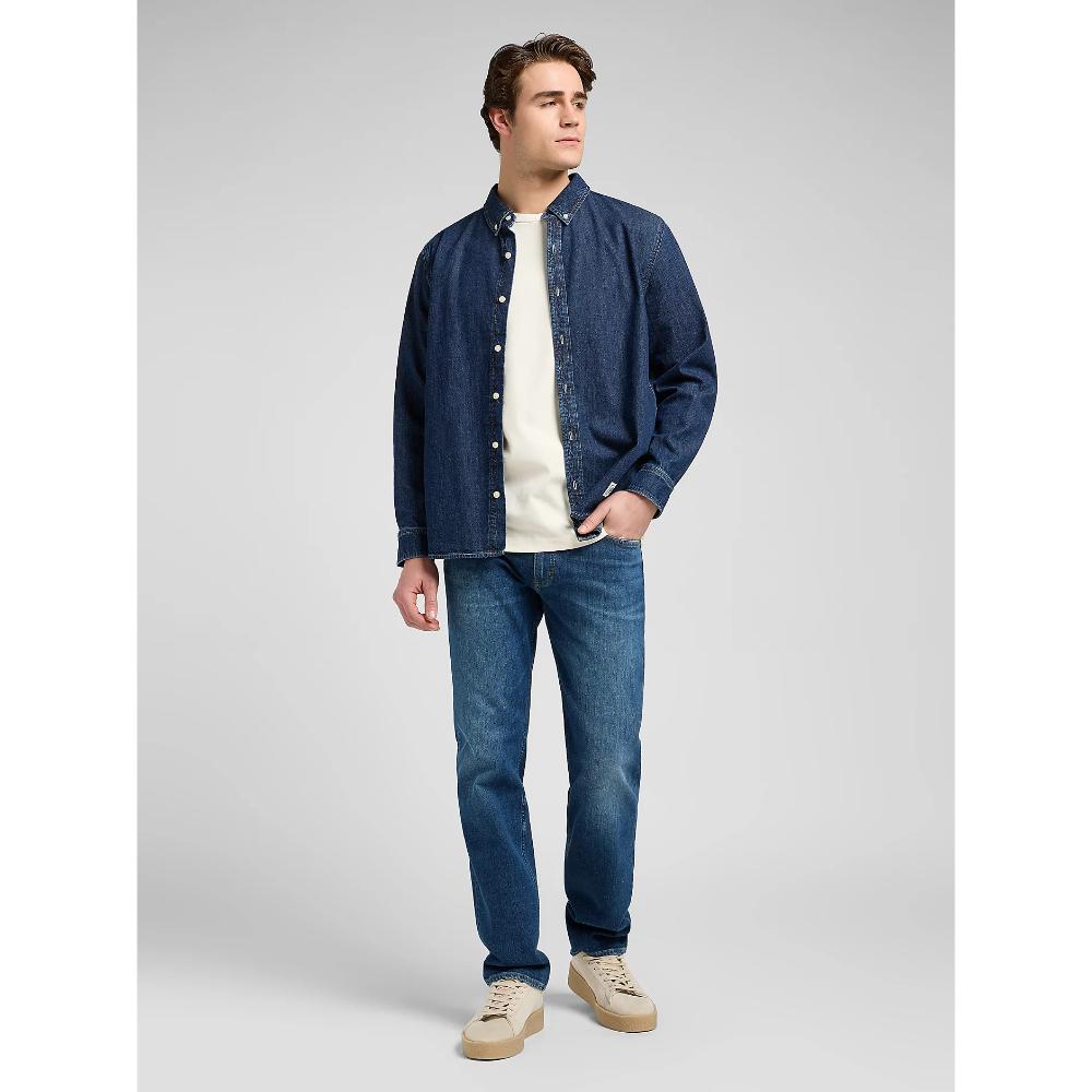 Lee Workwear Relaxed No Pocket Button Down Shirt Blue Ridge Uomo