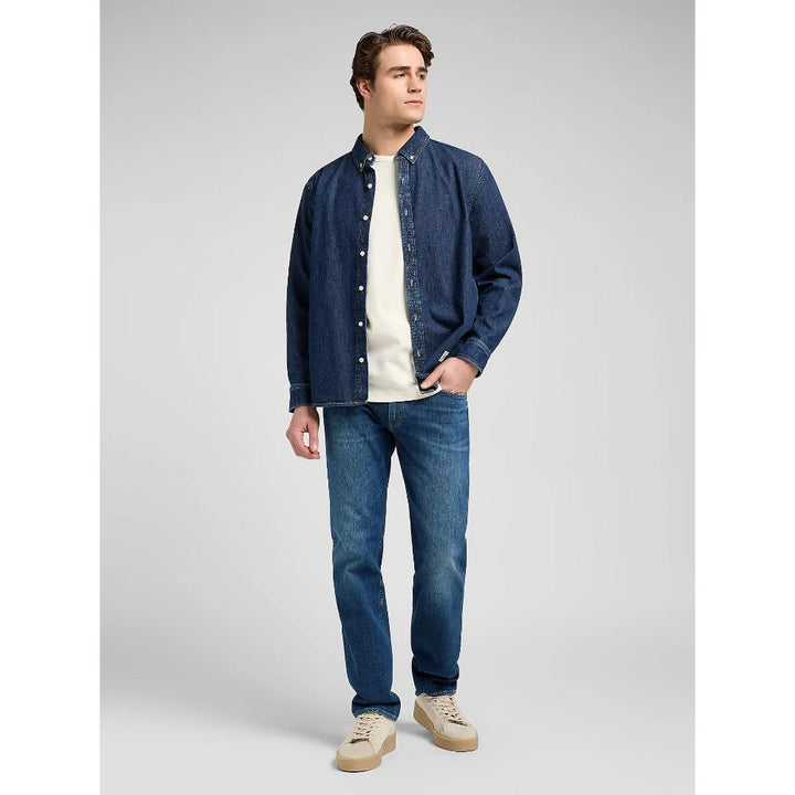 Lee Workwear Relaxed No Pocket Button Down Shirt Blue Ridge Uomo